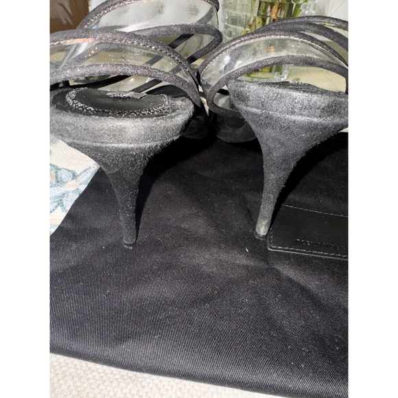 Alexander Wang Atalya‎ Black Suede Sandals Clear Strap Heels Size 38 - Picture 9 of 10